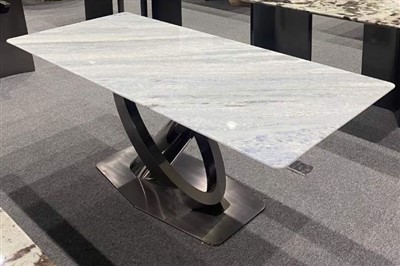 Kristal moviy marmar ovqat stoli